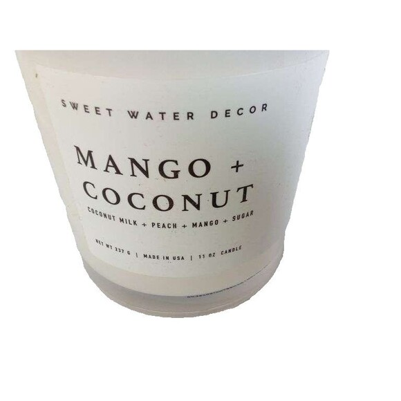 Sweet Water Decor Candle 11oz Mango + Coconut Scent Soy Jar Made in USA - Picture 9 of 10